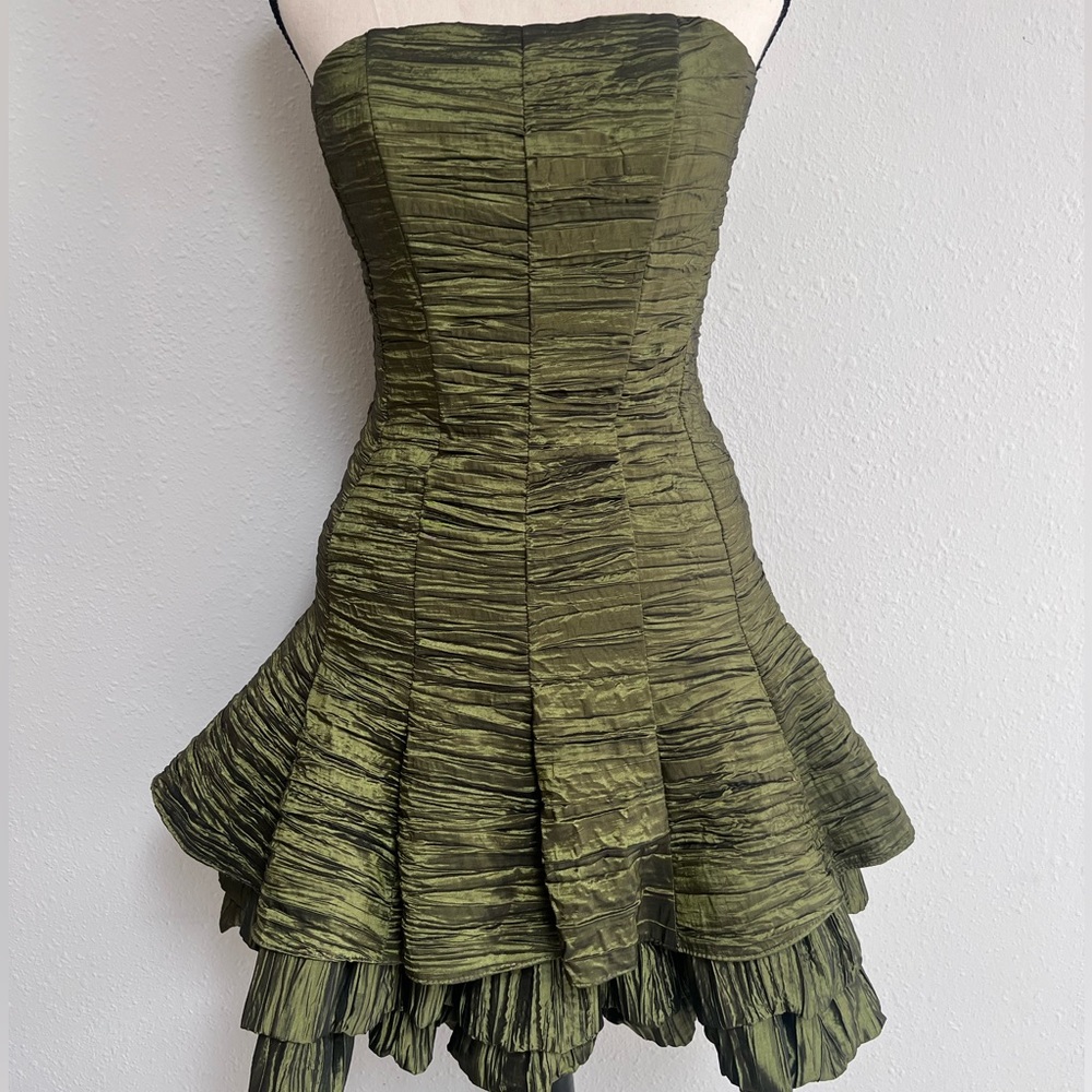 Vintage Jessica McClinton Green Mimi Ruffle Dress Dress size 4